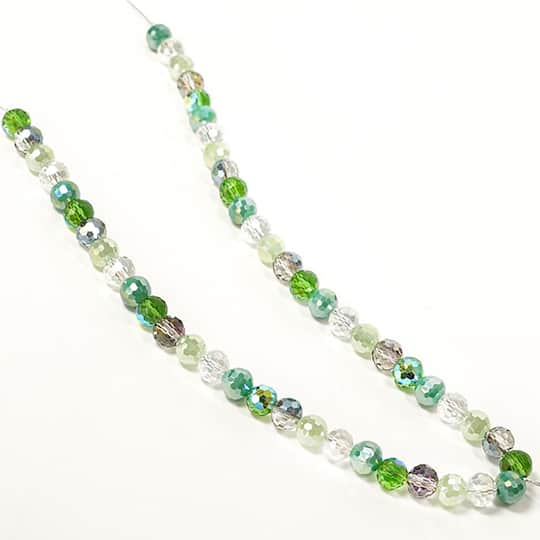 Jesse James Beads 8mm Round Green Mix Faceted Beads